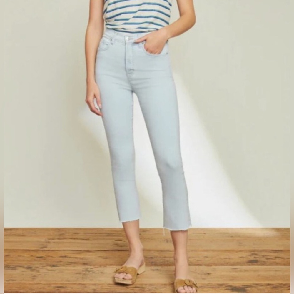 NWT Veronica Beard Light Blue Carly Kick Flare Cropped Jeans Size 15